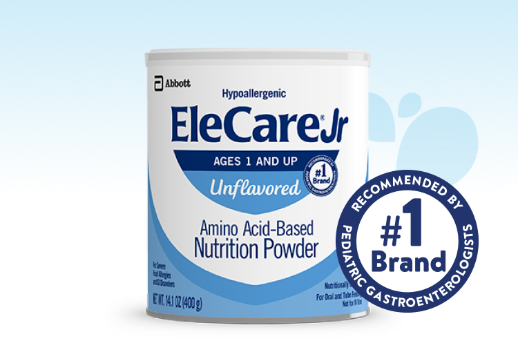 Can of EleCare Jr Amino Acid-Based Nutrition Powder.